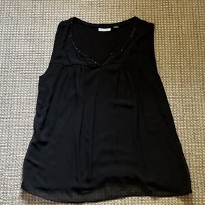 Black Sleeveless V-Neck Women's Top